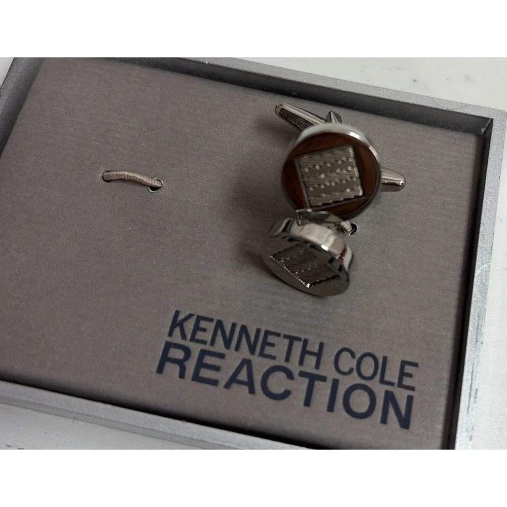 NEW Kenneth Cole Reaction Cuff Links sleek and clean design in Original Box